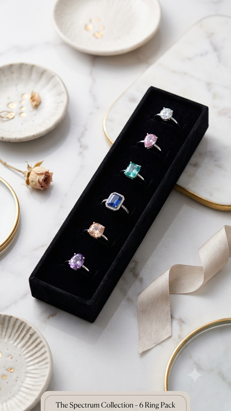 The Forever Mine - 6 Pcs Aesthetic Proposal Ring Set for Girls - Image 2
