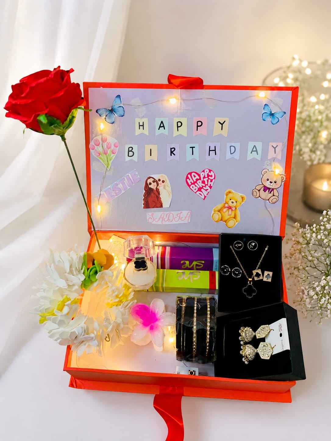 Ultimate Bestie Birthday Gift Hamper – Customized Surprise Box with Jewelry & Perfume